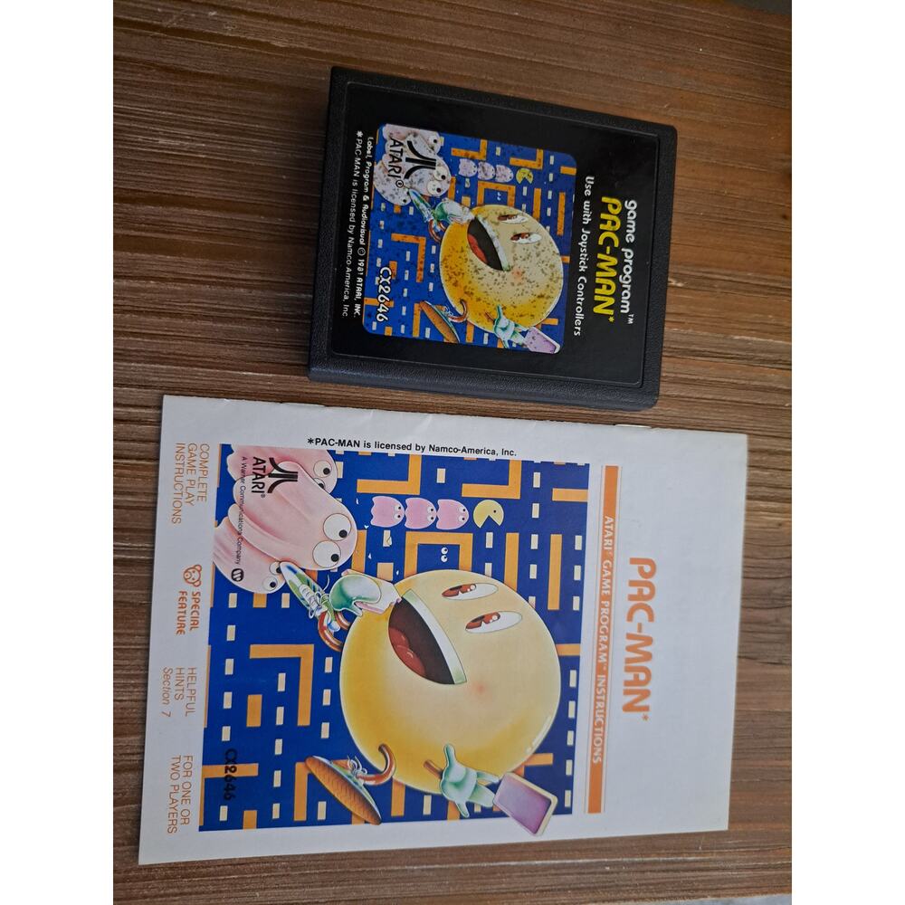 Pac-Man Game Cartridge & Manual for ATARI 2600 Vintage Video Game